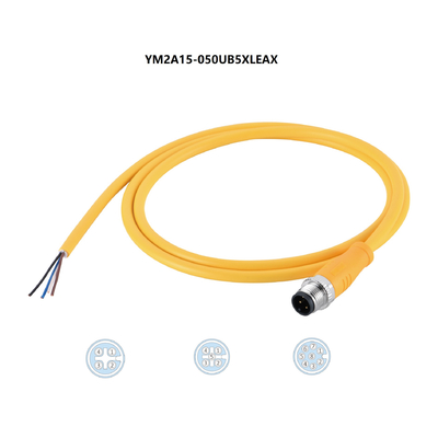 EMI Shielded los 5m 4 Pin Female Connector Cable Ip 67 M12 para el actuador de sensor